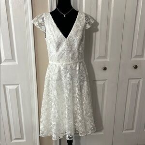 David's Bridal - Elegant White Lace Dress